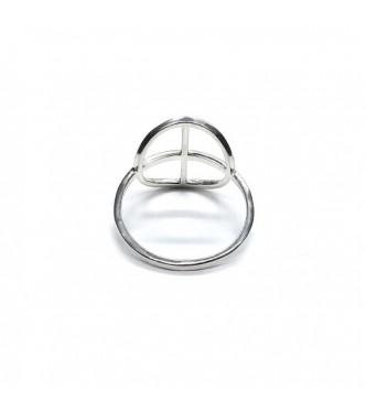 R002226 Handmade Sterling Simple Silver Ring Circle Cross Genuine Solid Stamped 925